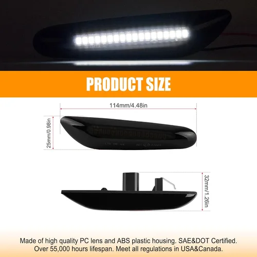 Miniatura 5 de Gempro Luces LED de señalización lateral blanca secuencial para BMW E84 E81 E82 E87 E88 E90 E91 E92 E93 E46 E53 X3 E83 X1 lente de humo, 2