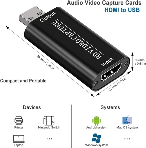Miniatura 3 de VIXLW Tarjeta de Captura de Video HDMI 4K, Tarjeta de Enlace de Cámara, Adaptador de Audio de Juego HDMI a USB 2.0, Dispositivo de Captura