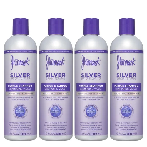 Jhirmack Silver Brightening Purple Shampoo Set de 4 para todo tipo de cabello plateado, gris y rubio