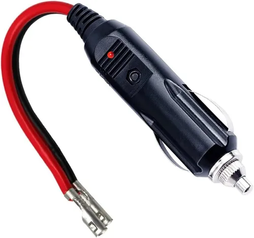 Enchufe macho de repuesto para encendedor de cigarrillos de 12 V con fusible y cables – enchufe macho de 12 V 15 A para encendedor de cigarrillos de