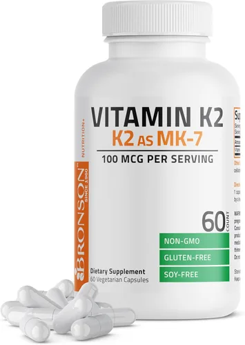 Miniatura 10 de Bronson Vitamina K2 como MK-7 Menaquinona 100 mcg sin OGM, 120 cápsulas