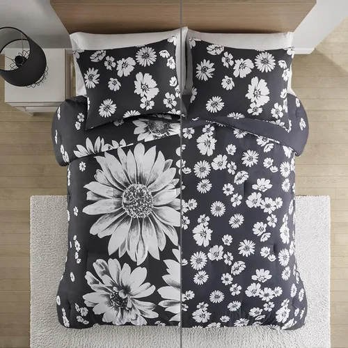 Miniatura 12 de Juego de edredón de Intelligent Design con diseño floral vibrante, ropa de cama para niñas, juego de funda de almohada combinada, almohada Floral