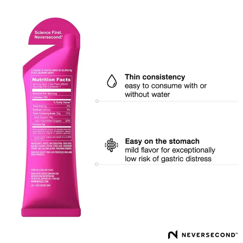 Miniatura 4 de Neversecond Gel energético C30, nutrición e hidratación de rendimiento, gel energético Never2 para ultra triatlones, ciclismo y maratones