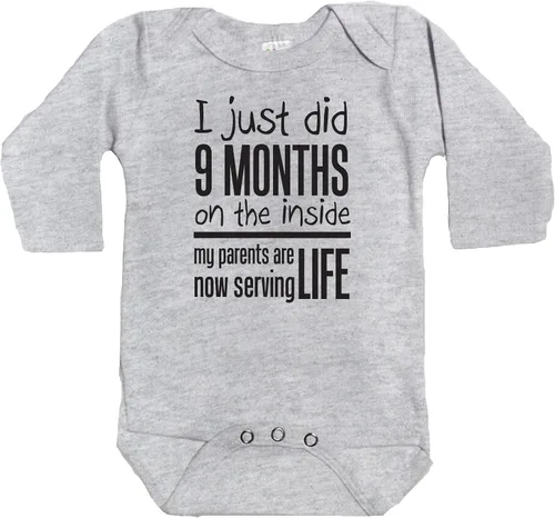 Miniatura 2 de I Just Did 9 Months On the Inside - My Parents Are Now Serving Life Funny Baby Long Sleeve Bodysuit