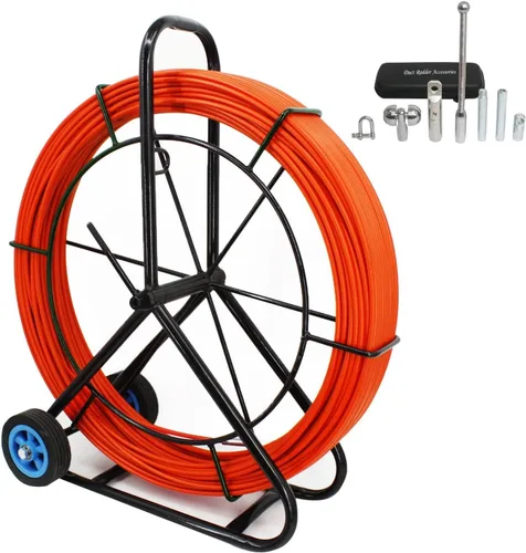 8MM 450FT Cable de alambre de fibra de vidrio Barra continua de fibra de vidrio Cable de cinta de fibra de vidrio Rod de alambre con rueda de jaula