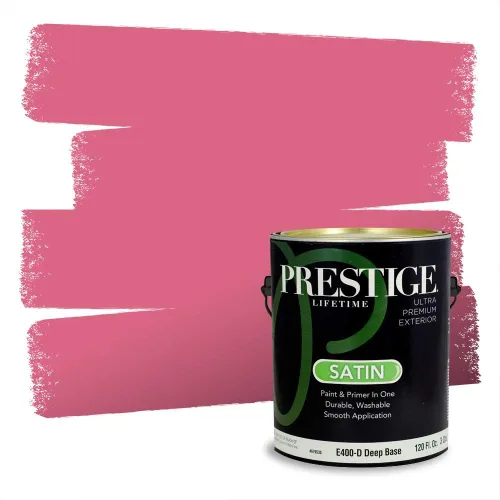 Miniatura 274 de Prestige Paints Pintura exterior e imprimación en uno, 1 galón, plano, coincidencia comparable de Valspar* Amber Rose*