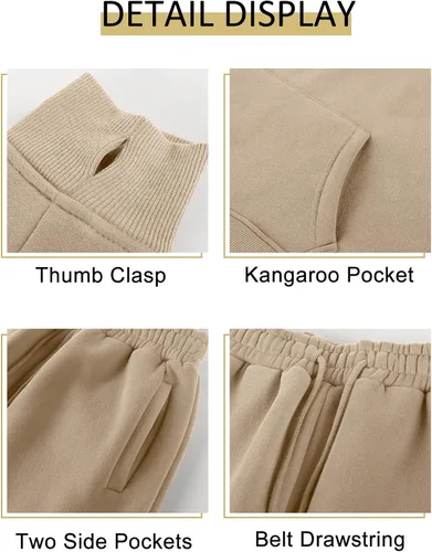 Miniatura 84 de Kissonic Conjunto deportivo de forro polar para mujer, 2 piezas, sudadera con capucha y pantalones deportivos