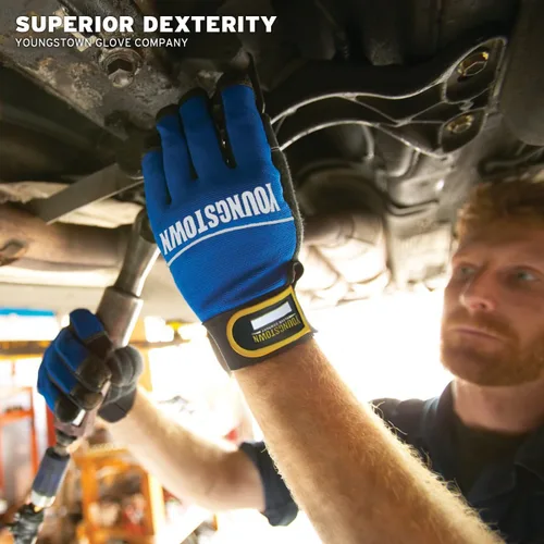 Miniatura 3 de Youngstown Glove Company 06-3020-60-M Mechanics Plus Performance Guante Mediano, Azul