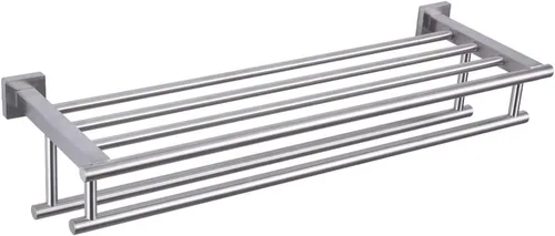 GERZWY Toallero de baño con barras de toalla dobles para montaje en pared, 24 pulgadas, acero inoxidable SUS 304, acabado cepillado AG1602B-LS