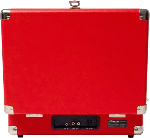 Miniatura 3 de VICTOR Metro - Tocadiscos portátil de maleta de 3 velocidades con doble entrada y salida Bluetooth y altavoces estéreo integrados, rojo (VSRP-800-RD)