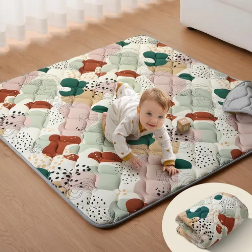 Miniatura 26 de Blissful Diary Alfombras de Juego para Bebés para Piso, Alfombra de 50x50 Pulgadas para Gatear para Corral, Alfombras de Juego de Espuma