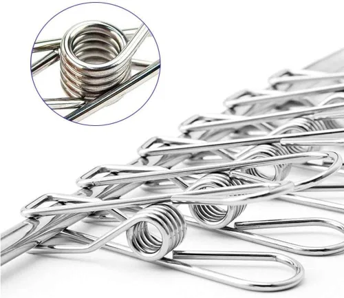 Miniatura 5 de Paquete de 2 estantes de secado de calcetines de acero inoxidable con 72 clips, gancho giratorio a prueba de viento para calcetines, ropa