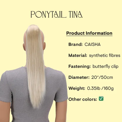 Miniatura 5 de CAISHA Extensiones de clip de cola de caballo de 20 pulgadas con pinza de mariposa recta rubio mezcla H55