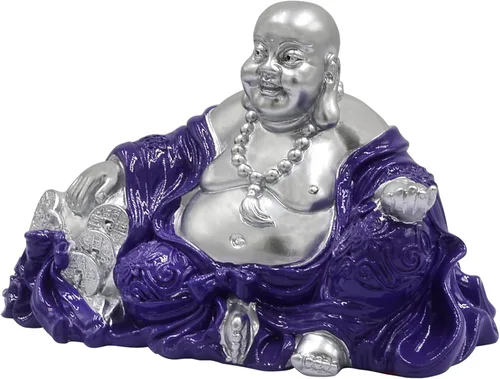 Miniatura 4 de Feng Shui "NGAN Chee" Estatua de Buda sonriente en amuleto casero púrpura real