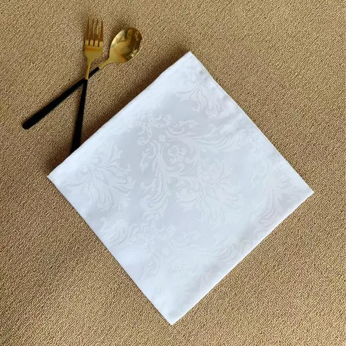 Miniatura 7 de Servilletas cuadradas de jacquard blanco, servilletas de poliéster suave resistentes a las arrugas con diseño damasco, servilletas de tela