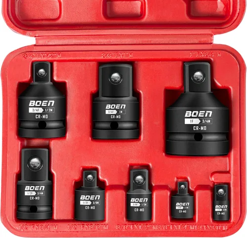 Miniatura 9 de BOEN Juego de 5 piezas de adaptador de enchufe de impacto y juego reductor, estándar SAE, adaptador de enchufe de accionamiento de 1/4", 3/8", 1/2