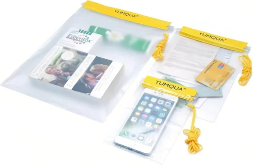 YUMQUA Bolsa impermeable transparente, bolsa impermeable para documentos, soporte para pasaporte, funda hermética para mapas, bolsa impermeable a