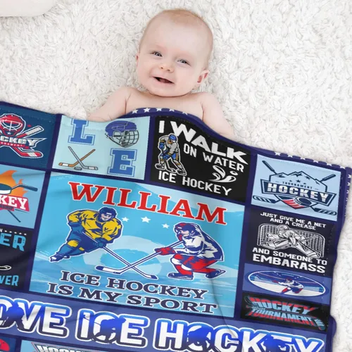 Miniatura 6 de Regalos personalizados de hockey sobre hielo para adolescentes, niños y niñas, mantas de franela premium personalizadas para amantes del hockey