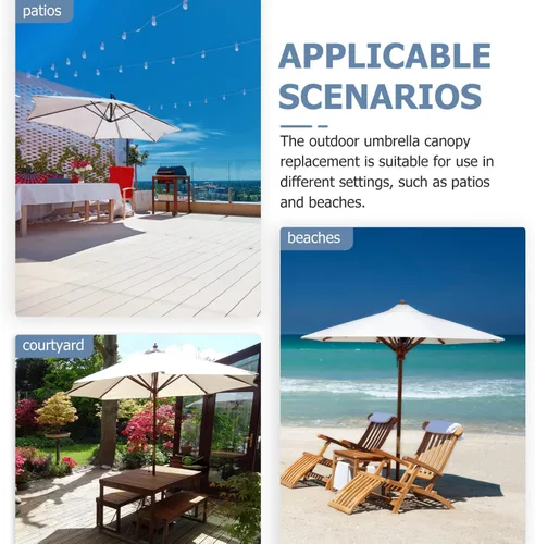 Miniatura 7 de BESPORTBLE Toldo de repuesto para sombrilla de patio de 8.85 pies, toldo fuerte y grueso, 6 varillas de repuesto superior para exteriores