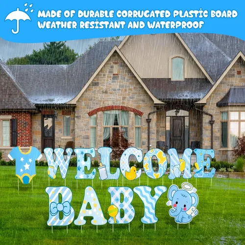 Miniatura 5 de Letrero de jardín con estacas para baby shower, de 12 pulgadas, con diseño de «It's A Boy» para jardín, revelación de género, decoración al aire