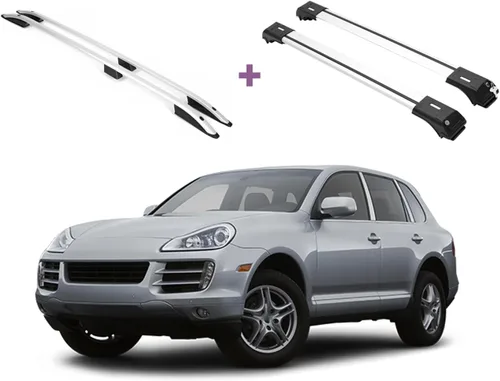 Miniatura 14 de ERKUL Barras transversales para portaequipajes para Porsche Cayenne 2003-2010 Barras transversales de aluminio con bloqueo antirrobo para el techo