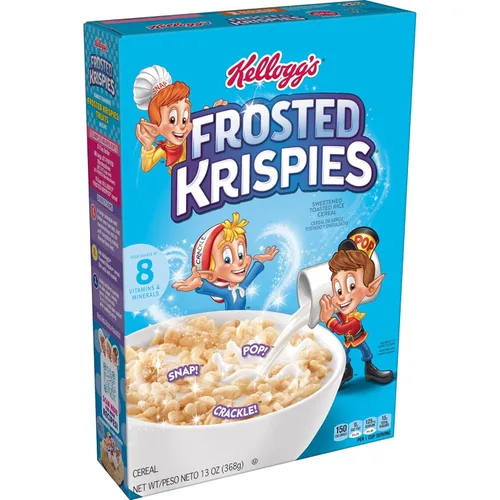 Rice Krispies Kellogg's Frosted Krispies Cereal para desayuno, aperitivos para niños, golosinas de malvavisco, original, caja de 13 onzas (1 caja)