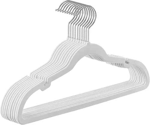 Miniatura 29 de SONGMICS - Perchas de terciopelo 50 unidades, perchas antideslizantes con muescas para hombros, barra para pantalones, gancho giratorio de 360°