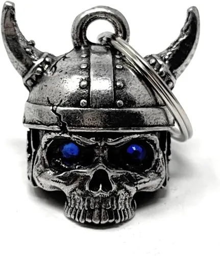 Miniatura 9 de Bravo Bells Viking Helmet Skull Motorcycle Bell - Biker Good Luck Charm Solid pewter biker bell. Includes split ring, velvet gift pouch and legend