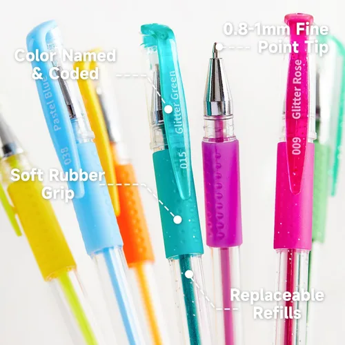 Miniatura 4 de Shuttle Art Bolígrafos de gel, paquete de 120 bolígrafos de gel empaquetados en caja resistente, 60 colores únicos con 60 recambios para adultos, 60