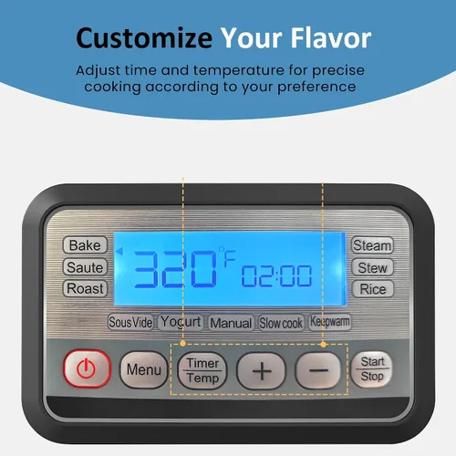 Miniatura 4 de Multicocina 11 en 1, horno asador de olla lenta de 6.5 cuartos de galón, olla multifuncional programable digital con temporizador, control