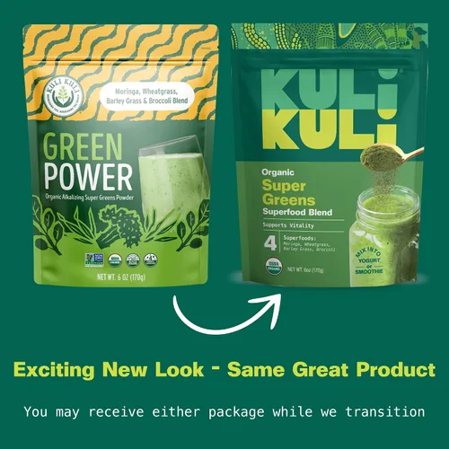 Miniatura 3 de Kuli Kuli Green Power [6 onzas] - Polvo Super Greens - Mezcla de moringa, pasto de trigo, brócoli y cebada densa en nutrientes, polvo