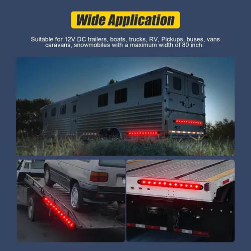 Miniatura 7 de Barra de luz roja para remolque, barra de luz trasera de 11 LED de 15 pulgadas, para estacionamiento/freno/giro/señal/marcador, luces de remolque