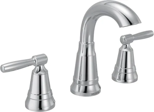 Moen Halle 84972C - Grifo de baño tradicional cromado con montaje de drenaje para aplicaciones de 3 agujeros, 84972C