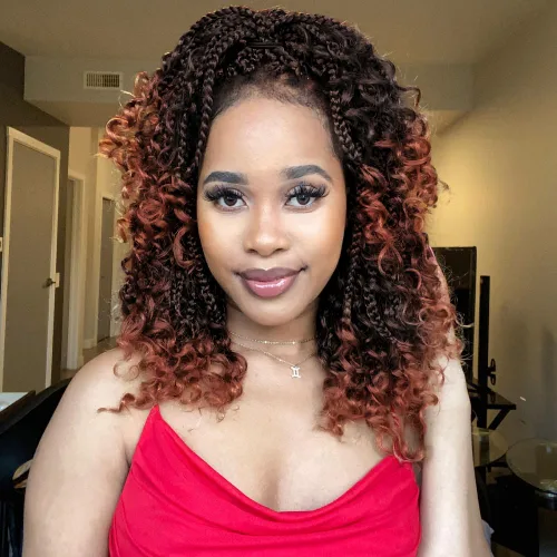 Miniatura 25 de Wodun Extensiones de cabello de ganchillo Goddess de 14 pulgadas, trenzas de caja con extremos rizados 3X estilo bohemio, extensiones de cabello