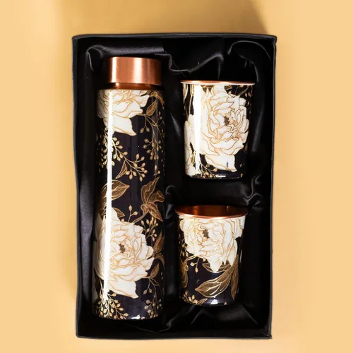 Miniatura 5 de Floral Copper Gift Bottle glass Set