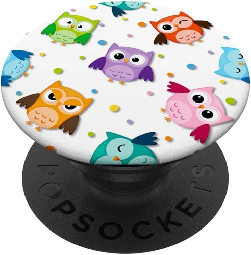 Buho Horned Nocturnal Barn Bird Animal Manchado Negro PopSockets PopGrip: agarre intercambiable para teléfonos y tabletas