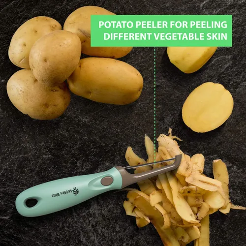 Miniatura 3 de Juego de pelador de verduras 3 en 1 de alta calidad, cuchillas afiladas de acero inoxidable con mango intercambiable, peladores rectos, juliana