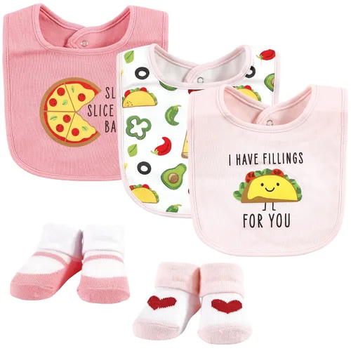 Miniatura 39 de Hudson Baby Conjunto de babero y calcetines unisex de algodón para bebé, Tamaño único Chica Calabaza