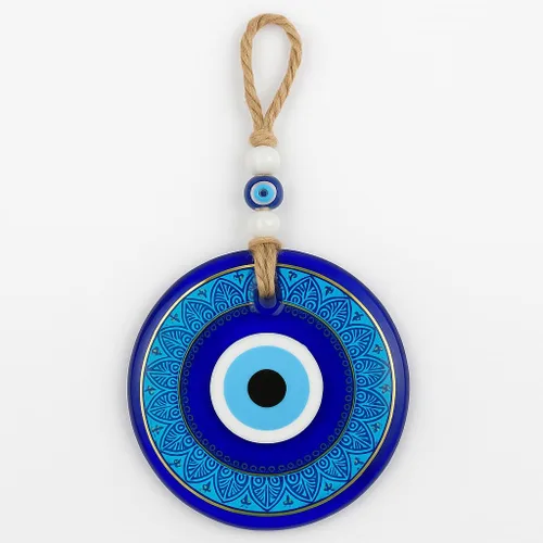 Miniatura 8 de Adorno colgante de pared de cuentas de mal de ojo de 5 pulgadas, dije de protección del hogar, cuentas turcas de Nazar, adorno hecho a mano (TM1004)