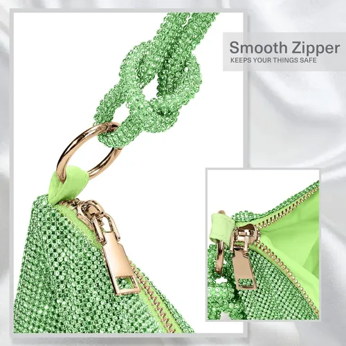 Miniatura 8 de WLLWOO WLLWOO Bolsos de mano con diamantes de imitación para mujer, bolsos de noche elegantes, bolsos cruzados brillantes para fiesta, club, boda