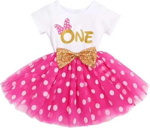Miniatura 22 de IBTOM CASTLE - Vestido de princesa con falda tipo tutú para niñas que cumplan 1 o 2 años, incluye moñito con lentejuelas