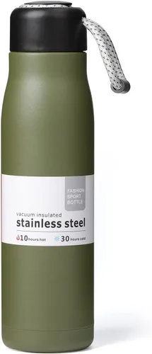 Miniatura 14 de Botella de agua pequeña de 12 onzas, botella de agua aislada Dusgut, de acero inoxidable, con tapa portátil de boca ancha, azul Fuerza Aérea Azul