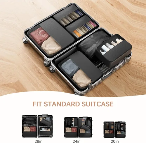 Miniatura 7 de Juego de 8 cubos de embalaje para viajes, organizadores de equipaje para accesorios de viaje