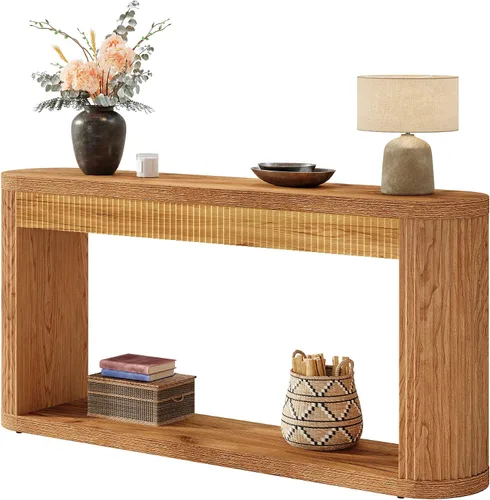 Miniatura 8 de Tribesigns Mesa consola acanalada de 63 pulgadas para entrada, mesa de sofá de madera estrecha detrás del sofá para entrada, pasillo, vestíbulo