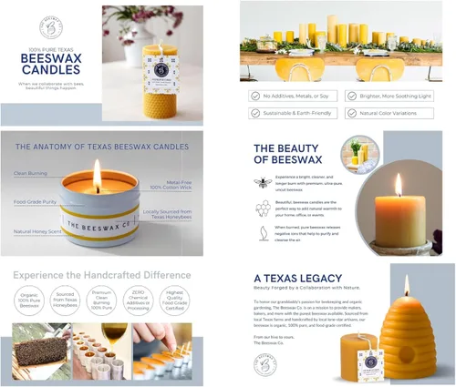 Miniatura 4 de The Beeswax Co Pillar - Vela de cera de abejas – Perfumada a miel natural – Larga duración y ecológica – Mecha de algodón – Quema lenta – Cera