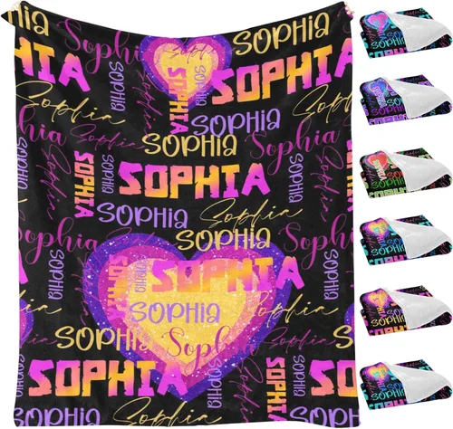Miniatura 20 de D-Story Manta personalizada con nombre, mantas con nombre personalizado para niños y adultos, mantas de bebé personalizadas para niños y niñas