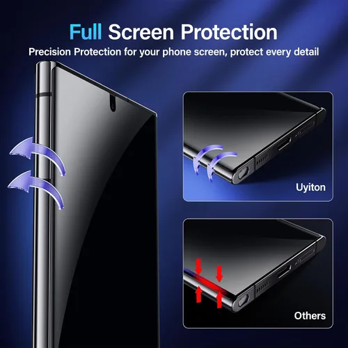 Miniatura 4 de Uyiton Protector de pantalla de privacidad para Samsung Galaxy S23 Ultra/S22 Ultra, [soporte ultrasónico de huellas dactilares] [sin burbujas]