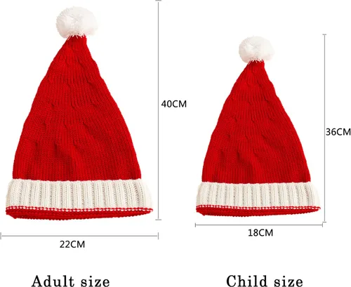 Miniatura 10 de 2 gorros de punto de Navidad para padres e hijos, gorro de Papá Noel para adultos, bebés, invierno, cálido, gorro de calavera para fiestas