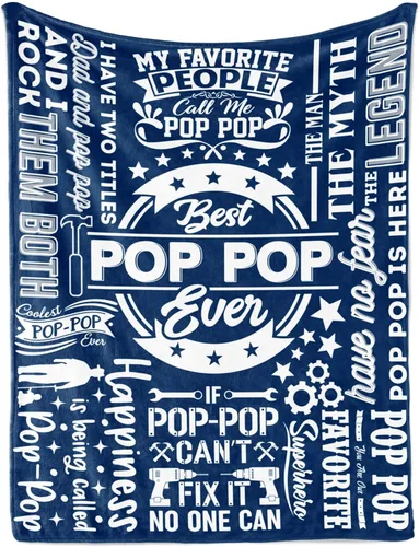 Miniatura 12 de InnoBeta Regalos Pop Pop, regalos para abuelo, manta para abuelo, regalos de nietas y nietos para Navidad, cumpleaños, día del padre, 50 x 65