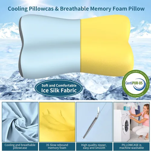 Miniatura 2 de Almohada cervical para el cuello, almohadas de espuma viscoelástica de contorno para aliviar el dolor de cuello, almohada ergonómica para dormir